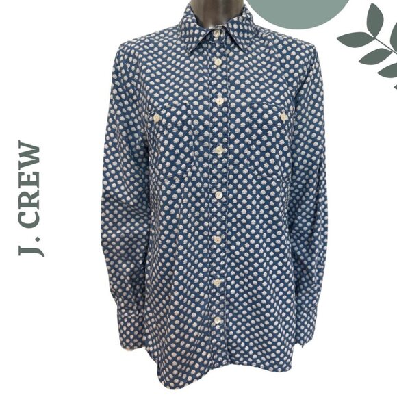 J.Crew Lightweight Button Front Shirt | Long Sleeve Size 8 Cotton Floral Print - Picture 1 of 8